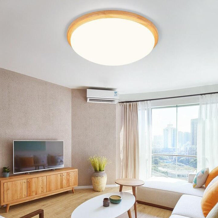 Contemporary Nordic Rubberwood Acrylic Plum Shape LED Flush Mount Ceiling Light For Living Room