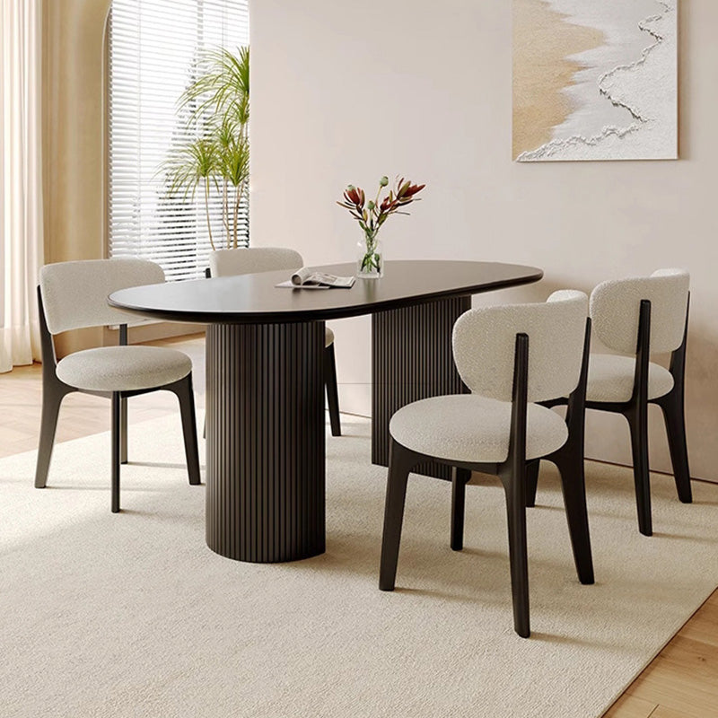 Silla de comedor sin brazos contemporánea de simplicidad redonda con respaldo de marco de madera de terciopelo suave para comedor 