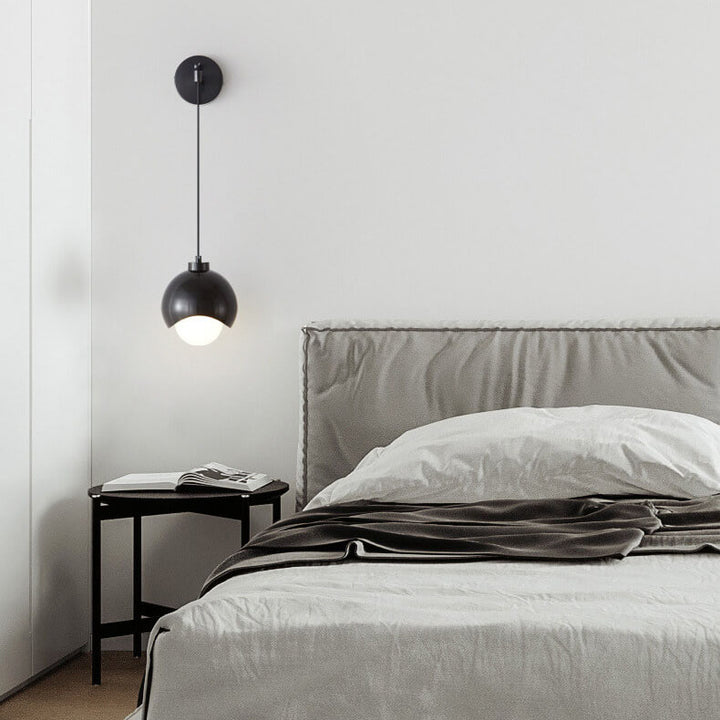 Moderne minimalistische kugelförmige Kupferschirm-Glas-Wandleuchte mit 1 Licht 