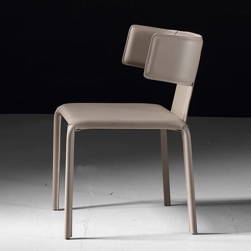 Silla de comedor contemporánea de lujo cuadrada con respaldo, en cuero de microfibra, metal y estructura de madera contrachapada, para comedor 
