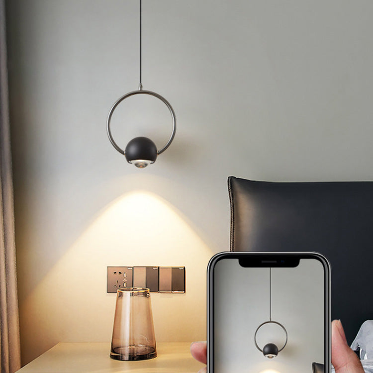 Lustre LED Suspendu Cercle en Aluminium Nordique Contemporain avec Anneau Élévateur pour Chambre 