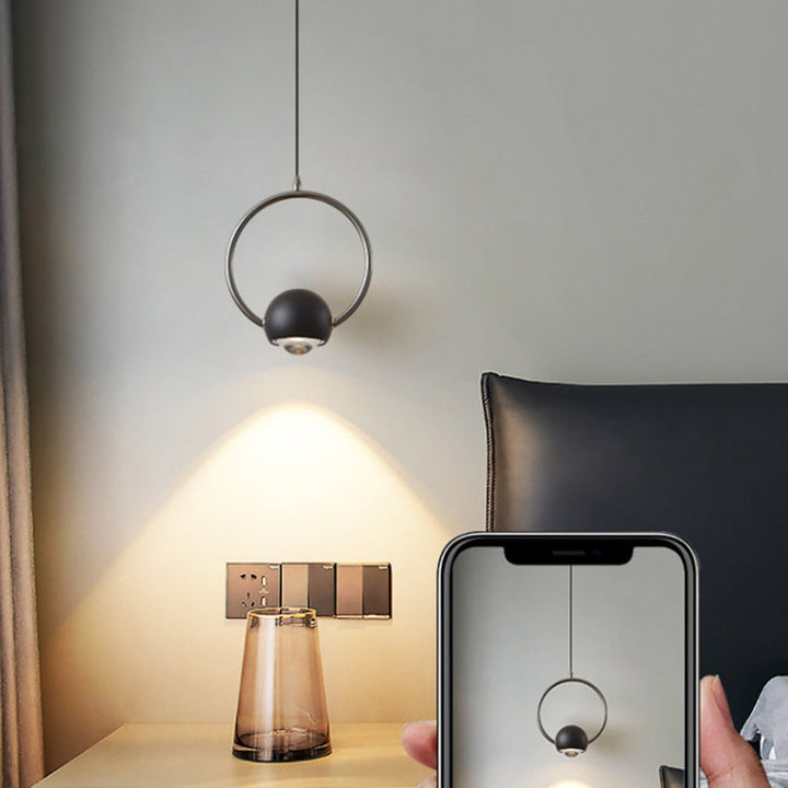 Lustre LED Suspendu Cercle en Aluminium Nordique Contemporain avec Anneau Élévateur pour Chambre 