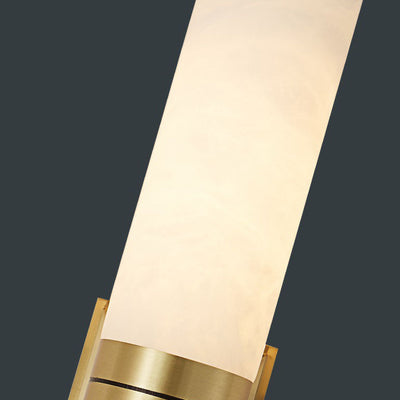 Traditionelle chinesische Vollkupfer-Marmor-Zylinderschirm-2-Licht-Wandleuchterlampe für Wohnzimmer 