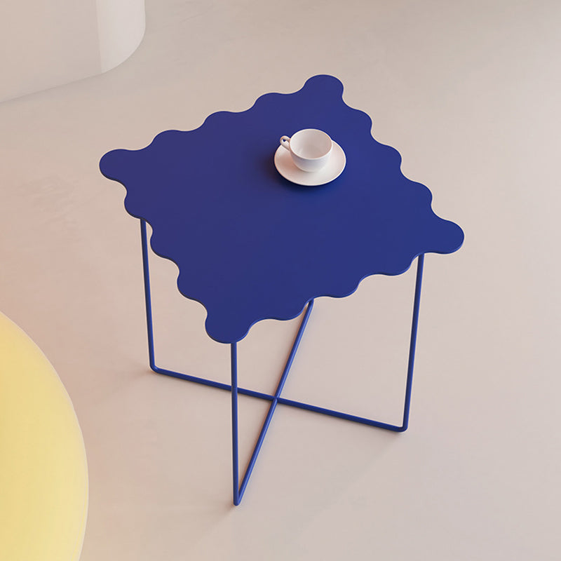 Mesa de Café de Metal de Hierro con Ola Cuadrada Redonda Rectangular Creativa Contemporánea para Sala de Estar 