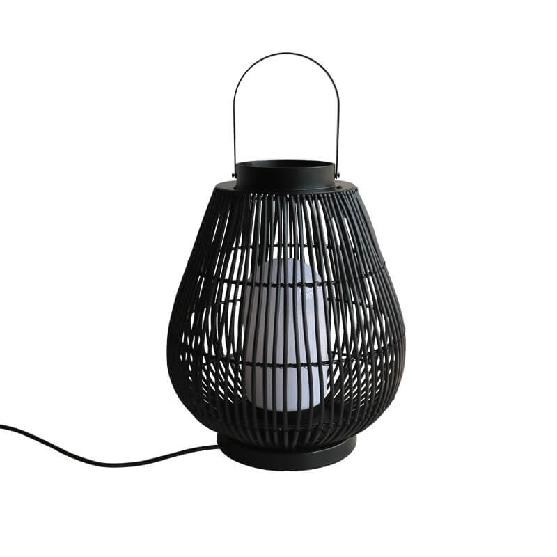 Moderner Outdoor-Rattan-gewebter, käfigförmiger 1-Licht-Außenlandschaftslicht 