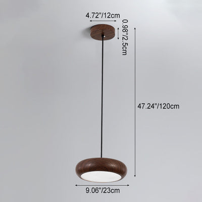 Moderne minimalistische runde Eisen Wasser gedreht Holzmaserung Acryl LED Pendelleuchte für Wohnzimmer 