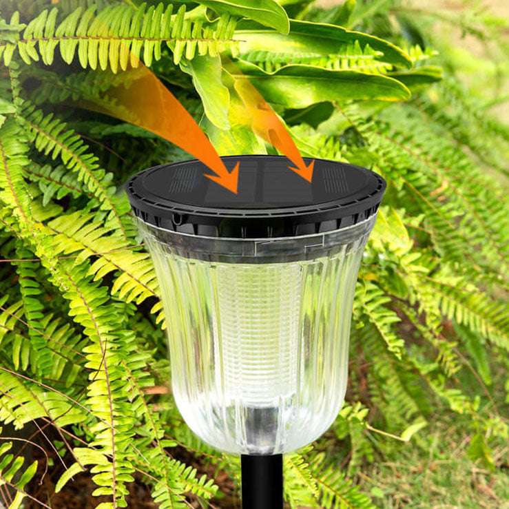 Lampe de pelouse LED moderne noire transparente solaire extérieure imperméable à insérer dans le sol du jardin 