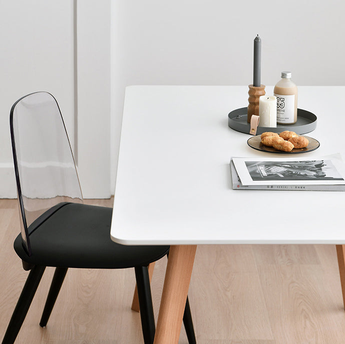 Table à manger rectangulaire minimaliste moderne avec pieds en bois MDF pour salle à manger 