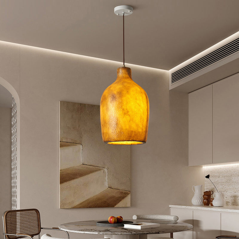Traditionelle japanische Fiberglas-Eisenflasche, runde 1-flammige Pendelleuchte für Esszimmer 
