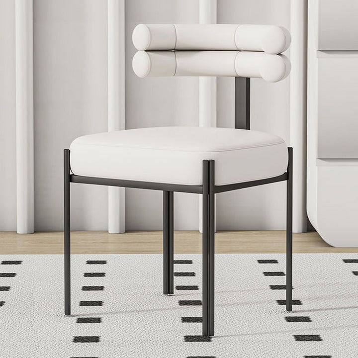 Chaise de salle à manger contemporaine créative demi-arc carré en similicuir métal dossier sans accoudoirs pour salle à manger 