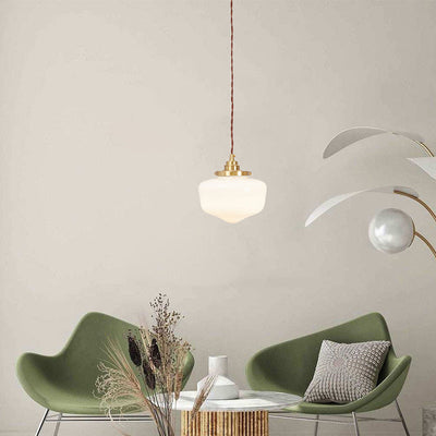 Lustre suspendu en laiton et verre nordique contemporain à 1 lumière pour salon 