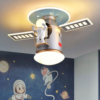 Creative Simplicity Spaceman Astronaut LED Kids Flush Mount Ceiling Light