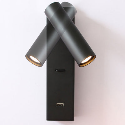 Moderne Mid-Century Halbzylinder Eisen Aluminium USB LED Wandleuchte Lampe für Schlafzimmer 