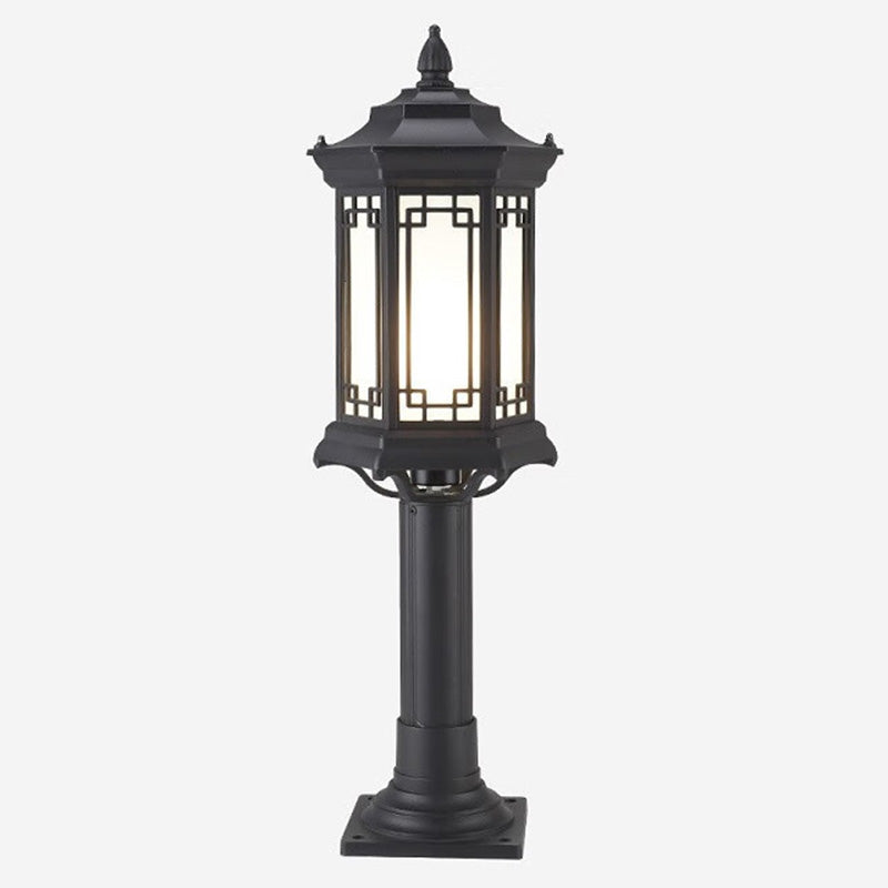 Luz de jardín para exteriores LED de cilindro de vidrio de aluminio solar impermeable tradicional china 