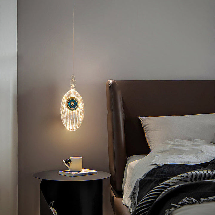 Lustre LED moderne en aluminium et acrylique en forme de coquille ovale pour chambre 