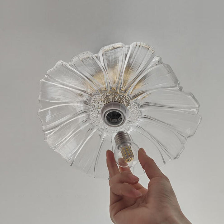 Luz de techo semiempotrada contemporánea de lujo con flor de cobre y vidrio de 1 luz para pasillo 