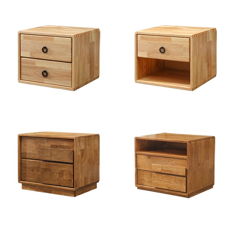 Table de nuit moderne en bois de caoutchouc et métal avec tiroir 1/2 pour chevet 