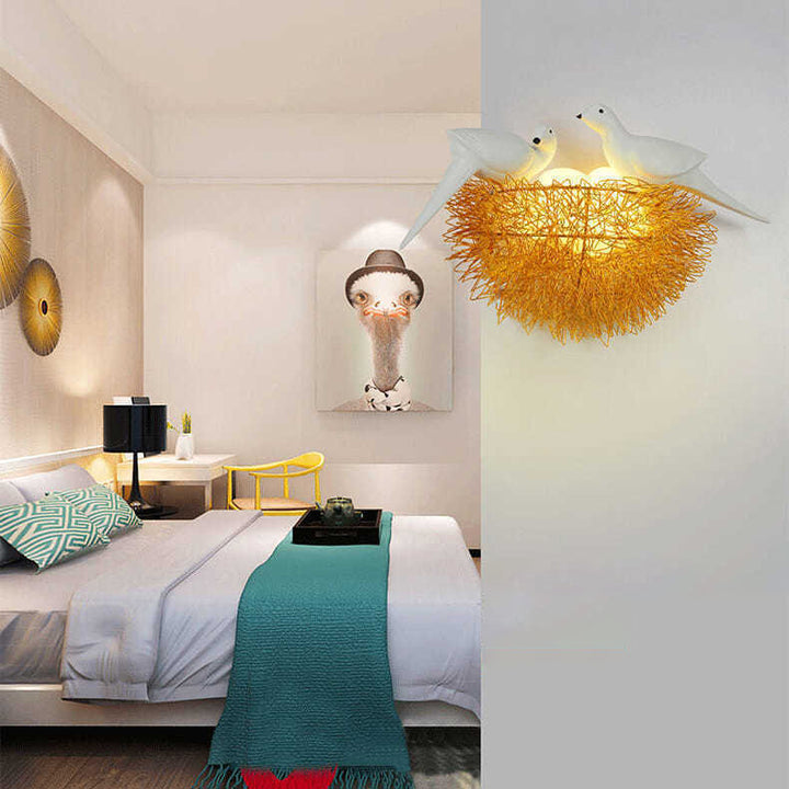 Zeitgenössische kreative Aluminium-Vogelnest-Wandleuchte mit 3/5 Lichtern für das Wohnzimmer 