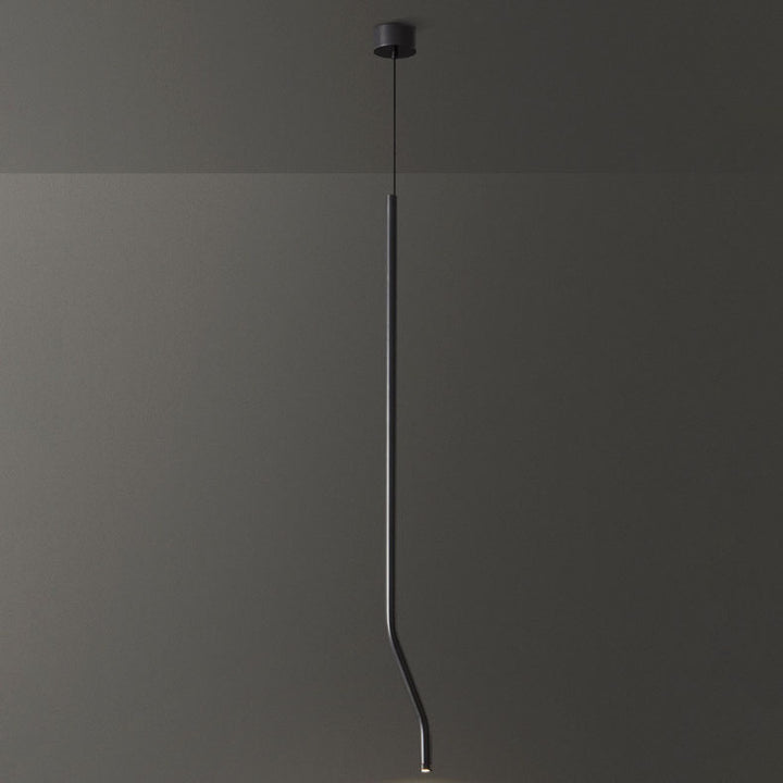 Lámpara colgante LED de tubo fino curvado minimalista moderno de cobre para dormitorio 