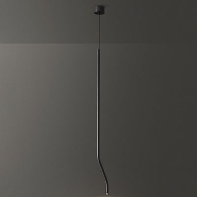 Modernes minimalistisches gebogenes feines Rohr, ganz aus Kupfer, LED-Pendelleuchte für Schlafzimmer 