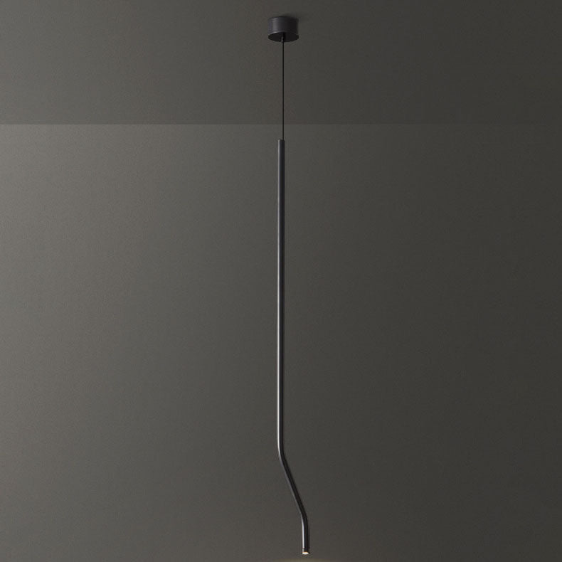 Modernes minimalistisches gebogenes feines Rohr, ganz aus Kupfer, LED-Pendelleuchte für Schlafzimmer 