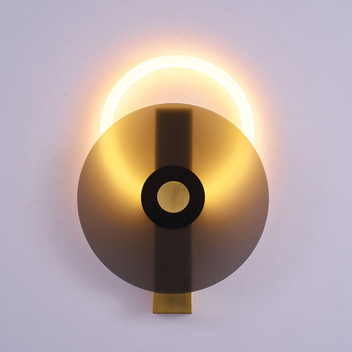 Zeitgenössische kreative Eisen Acryl Runde Disc LED Wandleuchte Lampe für Wohnzimmer 