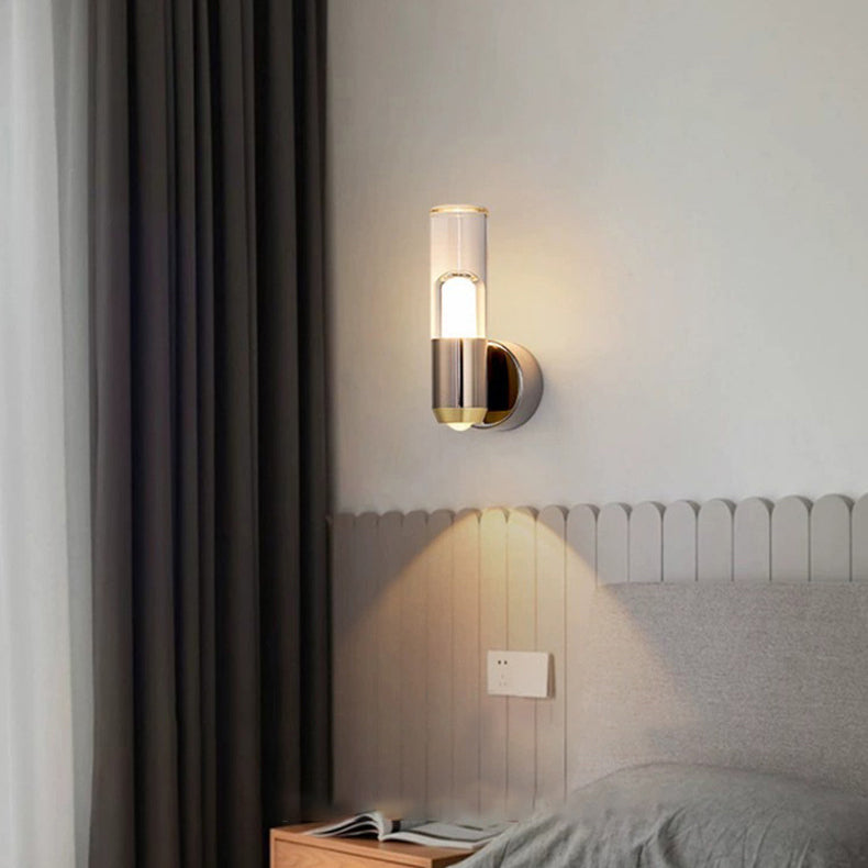مصباح حائط LED بأسطوانة حديدية من الألومنيوم الأكريليك مع عدسة بصرية على الطراز الاسكندنافي المعاصر لغرفة النوم 