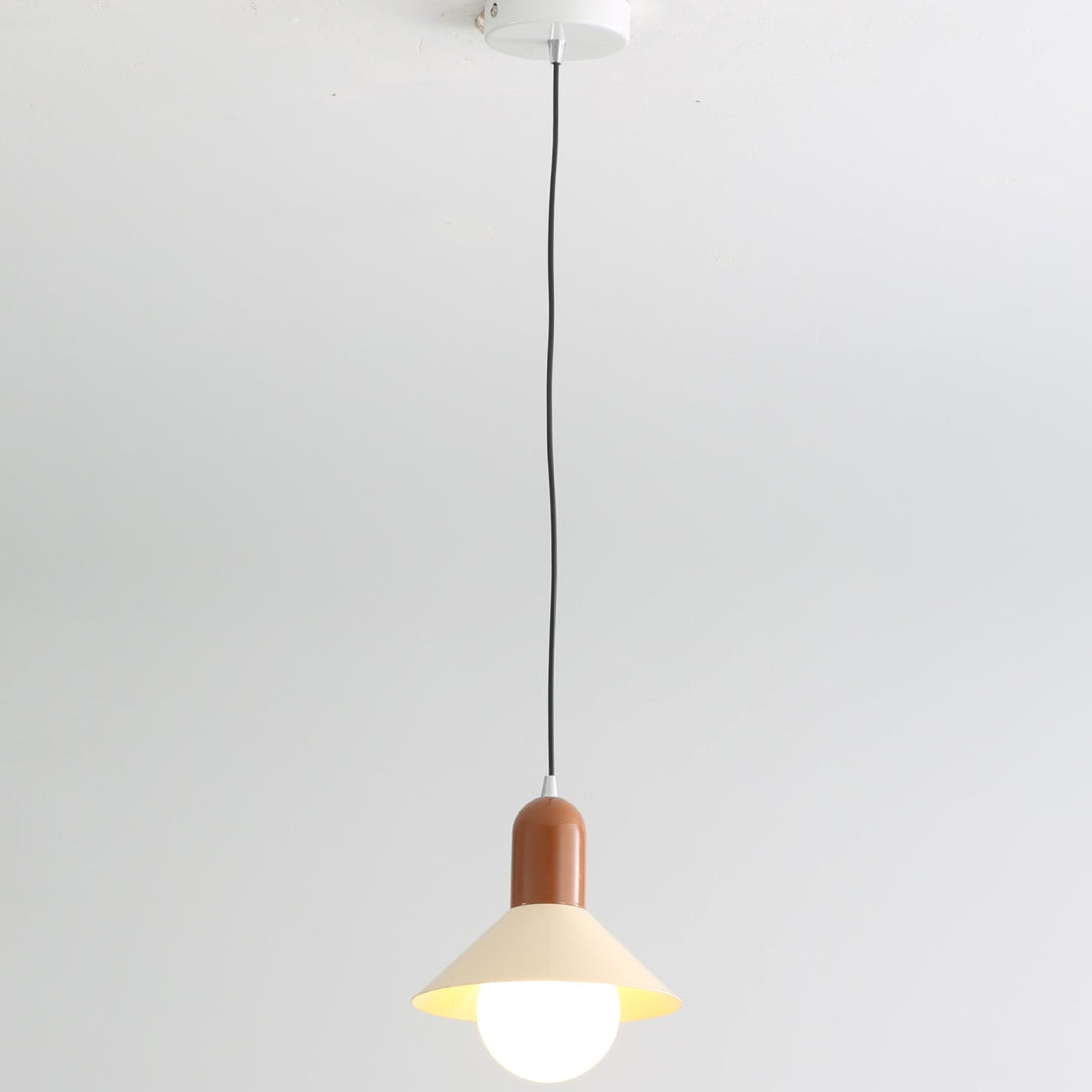Simplicidad Contemporánea Macaron Hierro Geométrico Cono Forma 1-Luz Lámpara Colgante Para Sala de Estar 