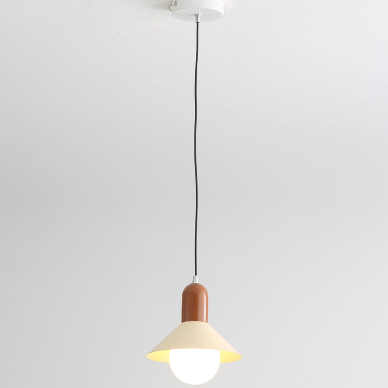 Contemporary Simplicity Macaron Iron Geometric Cone Shape 1-Light Pendant Light For Living Room
