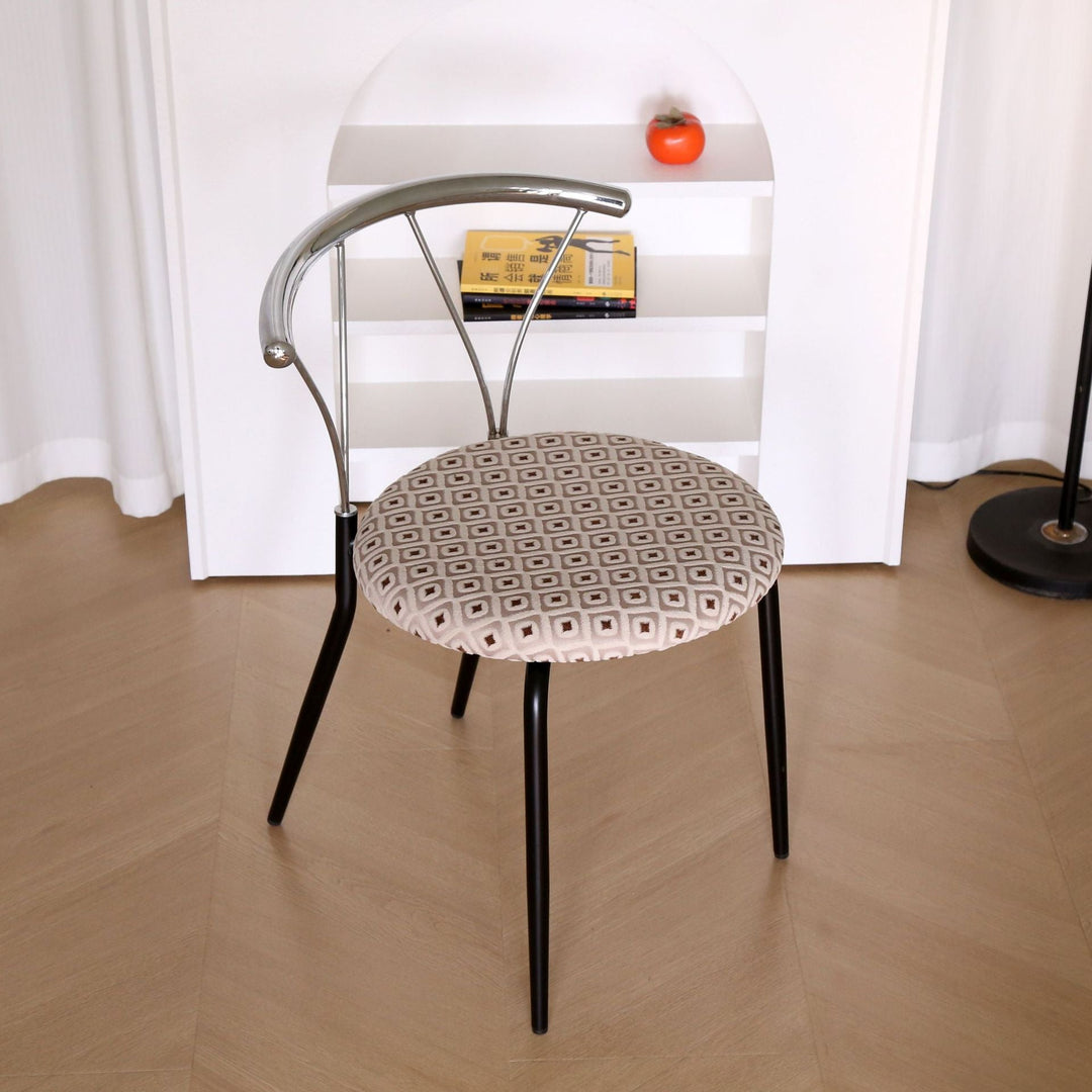 Contemporary Nordic Round Curved Backrest Stainless Steel Corduroy Dining Chair For Dining Room