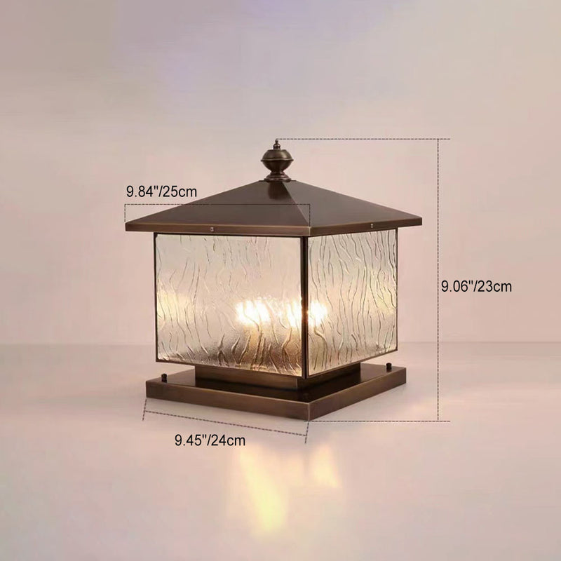 Traditional European Square Textured Glass 1/2 Light Post Head Light For Outdoor Patio