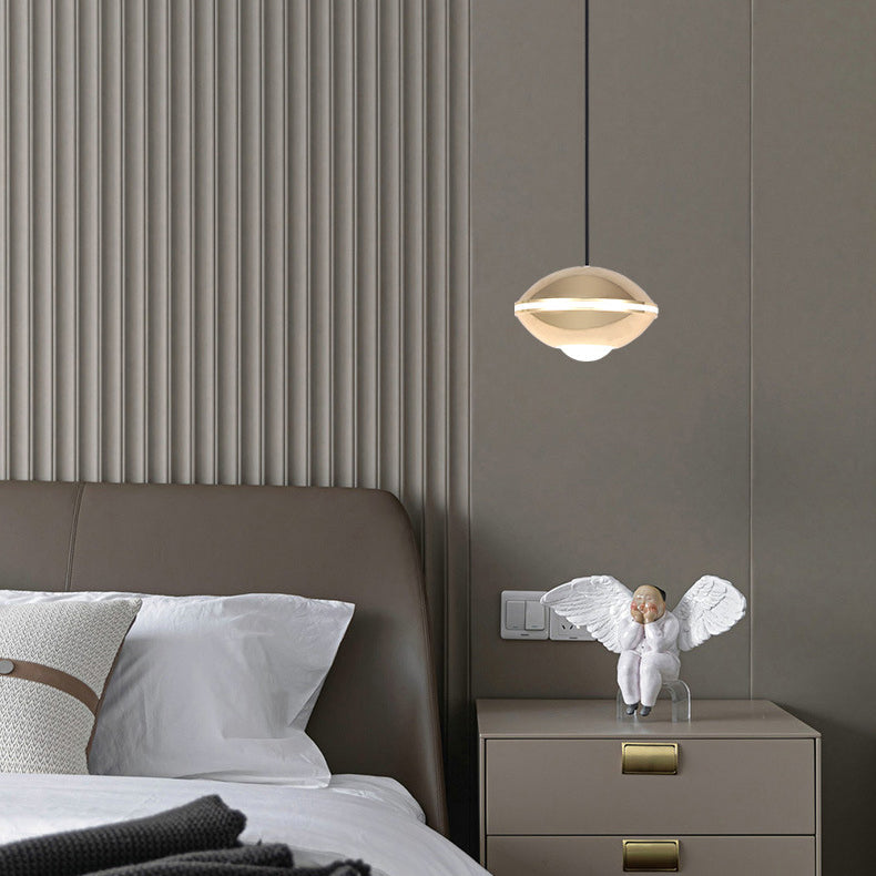 Zeitgenössische nordische ovale Aluminium-Acryl-LED-anhebbare Pendelleuchte für Wohnzimmer 