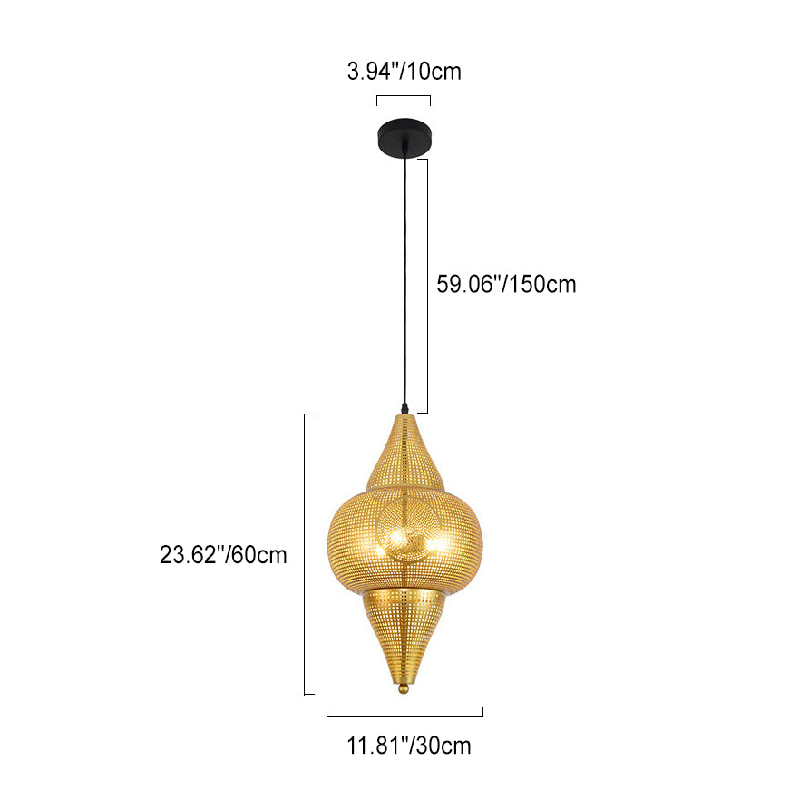 Lustre suspendu à 1 lumière en fer conique creusé vintage traditionnel pour salon 