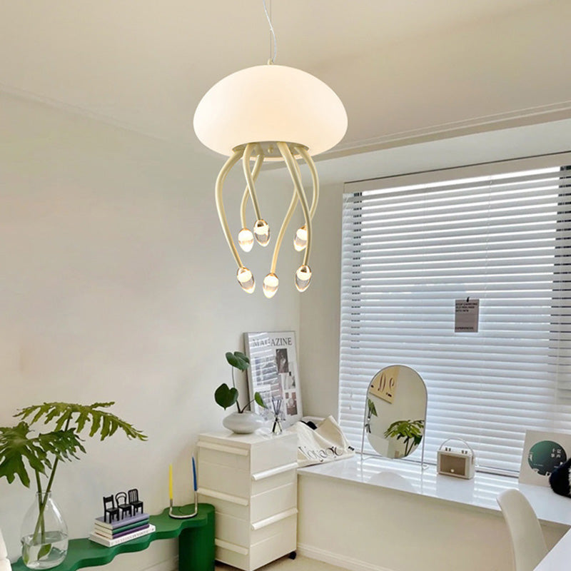 Zeitgenössische nordische Quallen Eisen Acryl LED Kronleuchter für Schlafzimmer 
