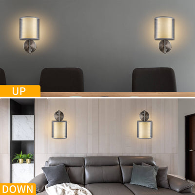 Modern Minimalist Cylinder Iron Gauze 1-Light Wall Sconce Lamp For Living Room