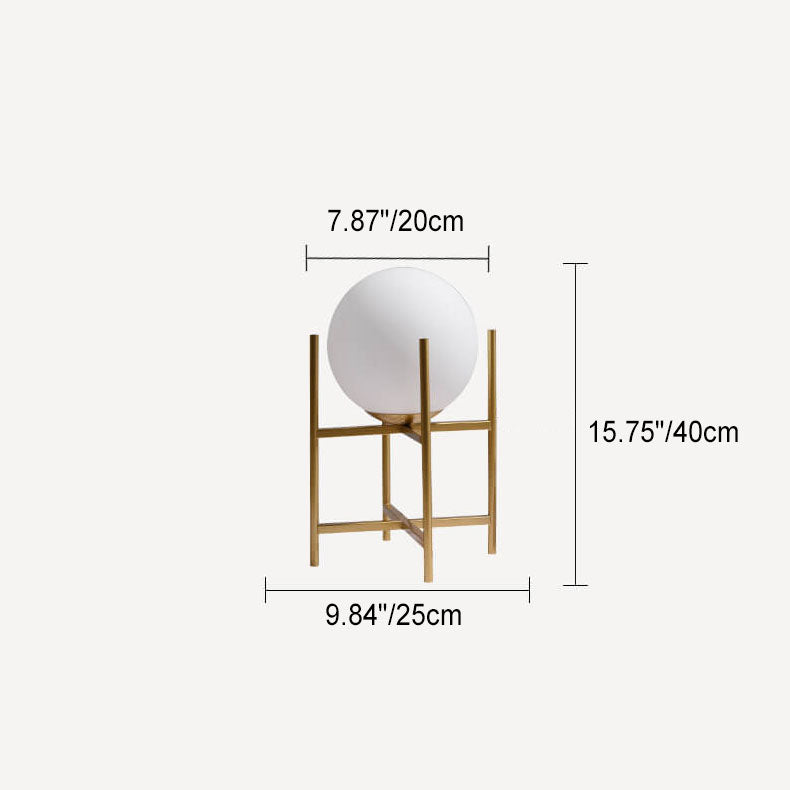Modern Minimalist Glass Round Ball Iron Shelf Base 1-Light Table Lamp for Living Room Bedroom