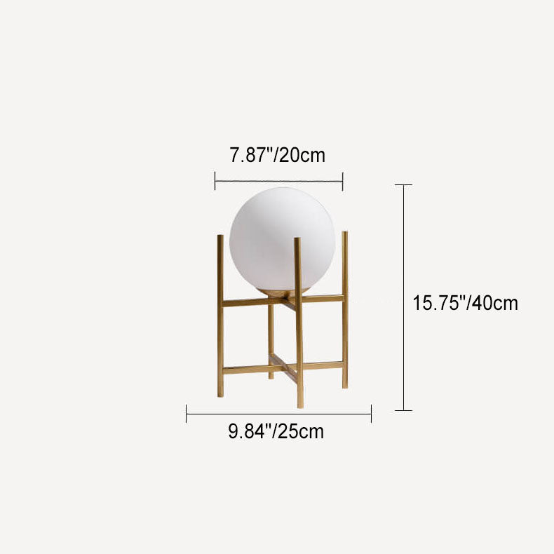 Nordic Minimalist Glass Round Ball Iron Shelf Base 1-Light Table Lamp