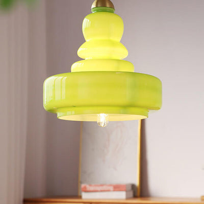 Modern Colorful Glass Gourd Shade 1-Light Pendant Light