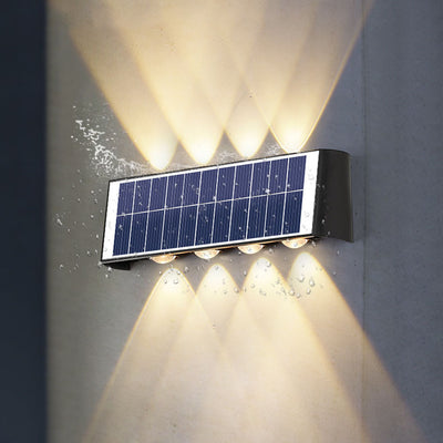 مصباح حائطي LED مستطيل مقاوم للماء من ABS PMMA بتصميم عصري بسيط للطاقة الشمسية للفناء الخارجي 