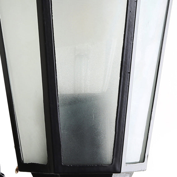 Cadre hexagonal en aluminium industriel contemporain avec verre dépoli, applique murale extérieure à 1 lumière pour jardin 