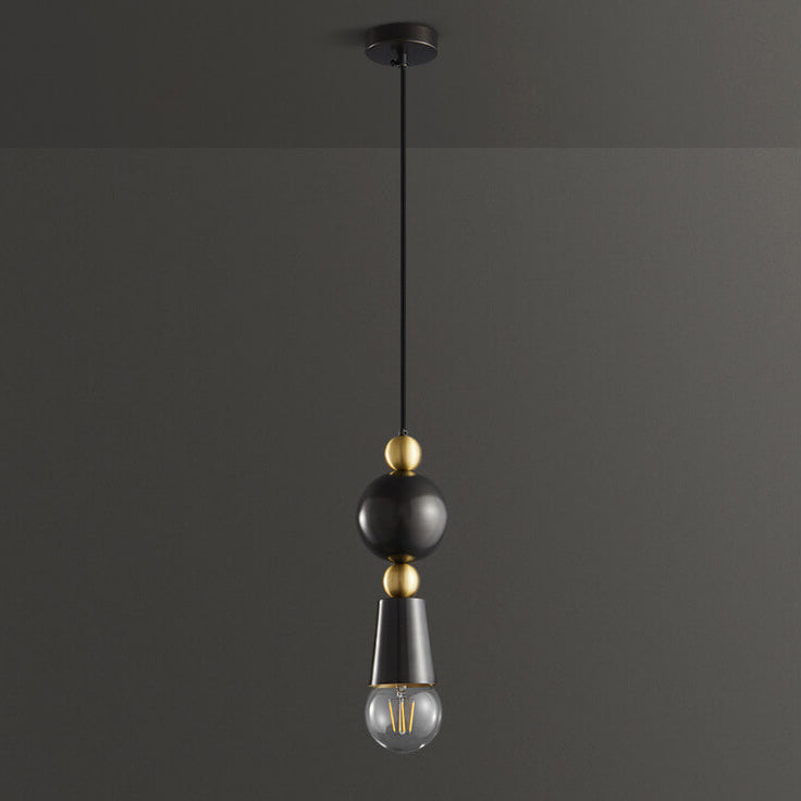 Modern Minimalist Geometric Column Glass Brass 1-Light Pendant Light for Living Room