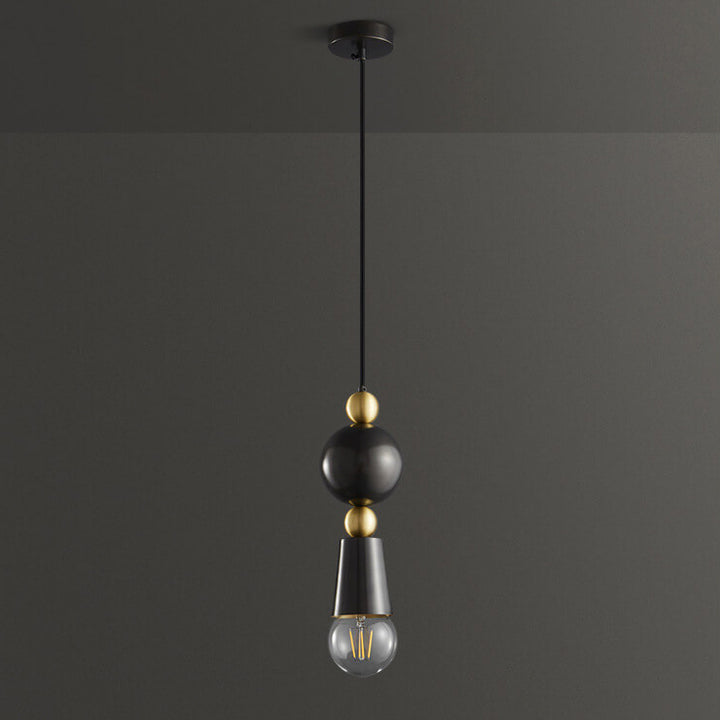 Modern Minimalist Geometric Column Glass Brass 1-Light Pendant Light for Living Room