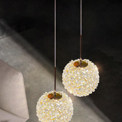 Luminaire suspendu contemporain de luxe avec abat-jour en cristal de litchi pour salon 
