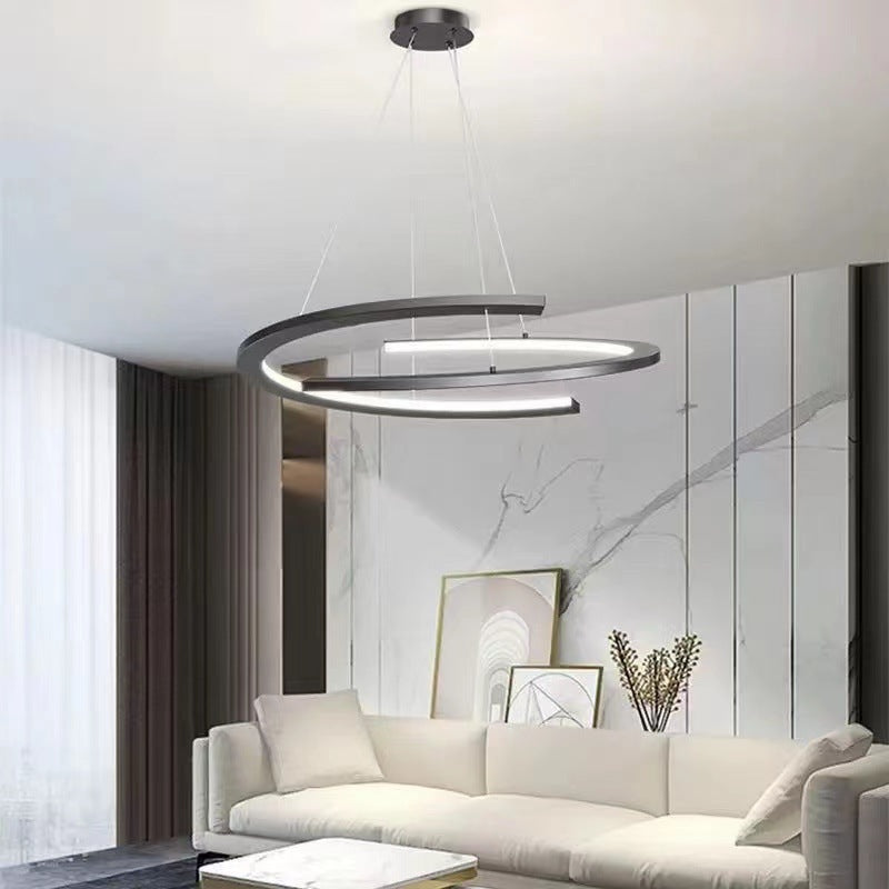 Lustre LED en bande courbée en aluminium et silicone minimaliste moderne pour salon 