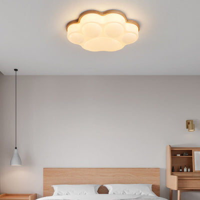 Nordic Creative Cat Paw Design Wood PE LED Flush Mount Ceiling Light