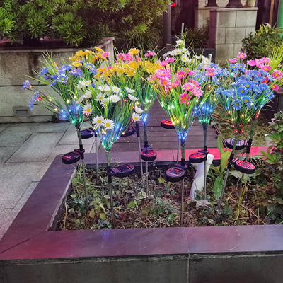 Solar Decorative Chrysanthemum Silk Stainless Steel ABS Ground Insert LED Outdoor Landscape Light
