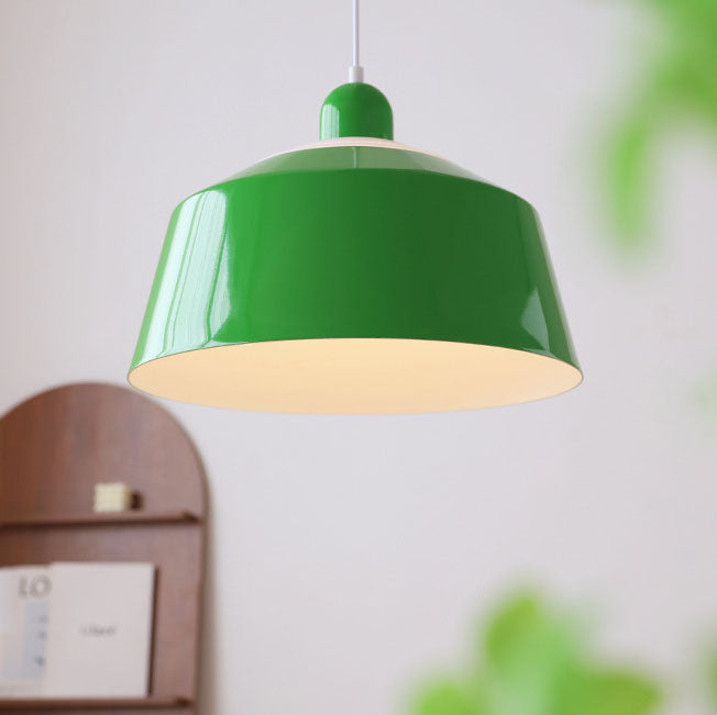 Contemporary Scandinavian Round Iron PVC 1-Light Pendant Light For Dining Room