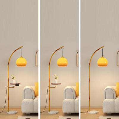 Traditionelle Vintage-Stehlampe mit Mondlicht und Glaskugelschirm und Marmorsockel, 1 Licht, fürs Arbeitszimmer 