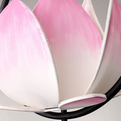 Chinesischer Zen Lotus Stoffschirm Eisenkreis Ring Quaste 1-Licht Pendelleuchte 