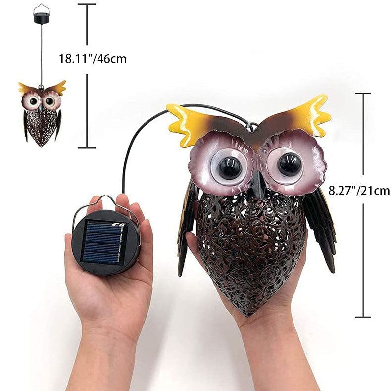 Solar Decorative Owl Iron LED Hanging Outdoor Landscape Light